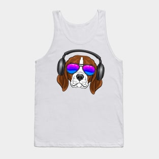 A cool beagle with glasses, headphones, music Tank Top